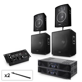 Electronic-Star 2.2 PA rendszer készlet 2 x erősítővel, 2 x 15" subwooferrel, 2 x 10" hangfallal, keverőpulttal & kábelekkel kép