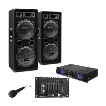 Electronic-Star DJ PA szett DJ-27,erősítő, PA hangfalak 2000W,USB,SD,MP3 kép
