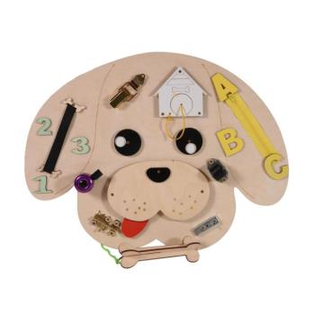 Fa készségfejlesztő tábla kutya mintával – 49x37x6,5 cm kép