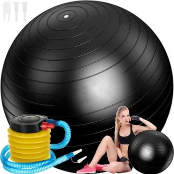 Fekete fitness labda pumpával (65cm) kép