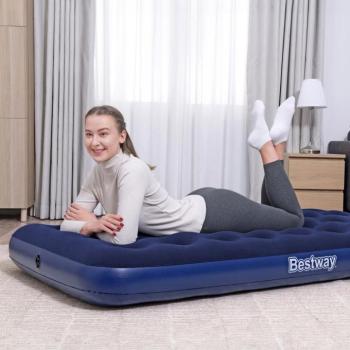 Felfújható matrac - egyszemélyes, velúr - kék - 188 x 99 x 22 cm kép