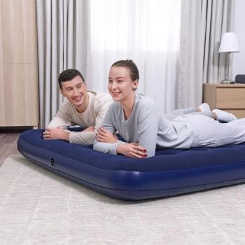 Felfújható matrac - kétszemélyes, velúr - kék - 203 x 152 x 22 cm kép