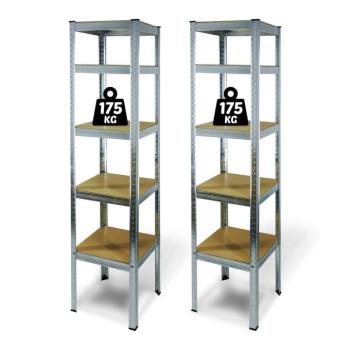 Fémpolc állvány - 5 szintes - fém - max. 175 kg - 180 x 40 x 40 cm - 2 db / csomag kép