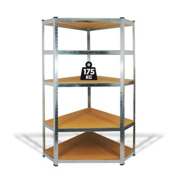 Fémpolc állvány - sarok - 5 szintes - fém - max. 175 kg - 180 x 90 x 30 cm kép