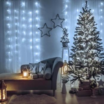 Fényfüggöny - 200 db LED - hidegfehér - hálózati - IP44 - 4,2 m - 8 program kép