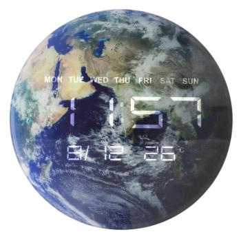 Föld bolygó falióra LED kijelzővel 32cm kép