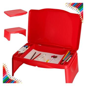 Gyermek autós asztal tárolórekesszel piros kép