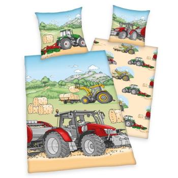 Gyermek pamut ágynemű, Traktor, 140 x 200 cm, 70 x 90 cm kép