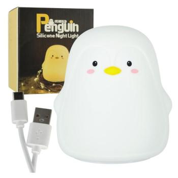 Gyermek szilikon LED éjjeli lámpa fehér pingvin kép