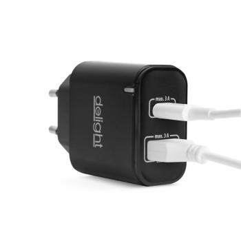 Hálózati Adapter USB + Type-C PD20W gyorstöltéssel - fekete kép