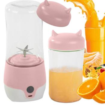 Hordozható akkumulátoros smoothie mixer, 350 ml, rózsaszín kép