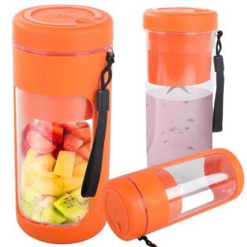 Hordozható akkumulátoros smoothie mixer, 450 ml, narancs kép