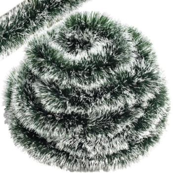 Hosszú és vastag karácsonyfa girland 6 m / 15 cm - havas kép