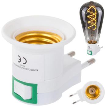 Izzó adapter, kapcsoló 230v e27 kép