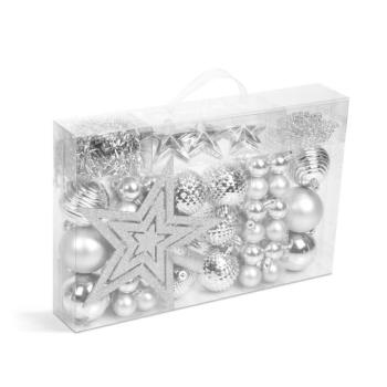 Karácsonyfadísz szett - ezüst - 66 db / szett kép