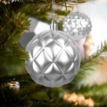 Karácsonyfadísz szett - gömbdísz - ezüst - 6 db / csomag kép