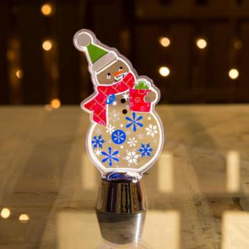 Karácsonyi asztali LED dekor fényes talppal hóember (14 cm) kép