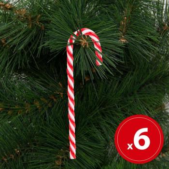 Karácsonyi dekor cukorbot - 15,2 cm - piros / fehér - 6 db / csomag kép