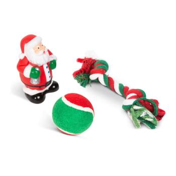 Karácsonyi kutyajáték szett - labda, kötél, mikulás kép