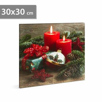 Karácsonyi LED-es hangulatkép fali akasztóval (2 x AA, 30 x 30 cm) kép