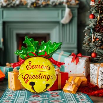 Karácsonyi lufi - alumínium fólia - csengettyű - 58 x 78 cm kép