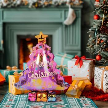 Karácsonyi lufi - alumínium fólia - fenyőfa - 58 x 83 cm kép