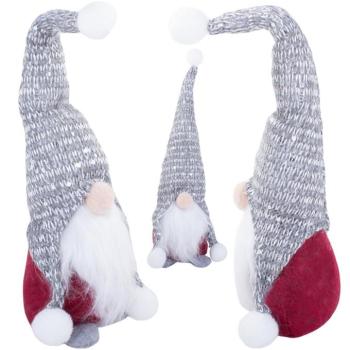 Karácsonyi manó, szürke-piros, 30cm kép