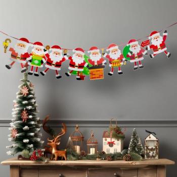 Karácsonyi papír girland - 8 db Mikulás - 3,5 m kép