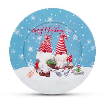 Karácsonyi tálca - fém - manós - 33 cm kép