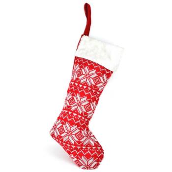 Karácsonyi textil kötött cipő, 45 cm, piros kép