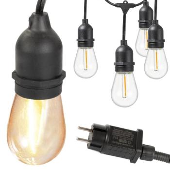 Kerti fényfüzér 15 LED E27 15m kép