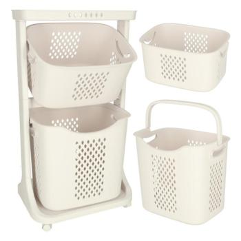 Két szintes gurulós tároló kocsi játékokhoz és ruhákhoz kép