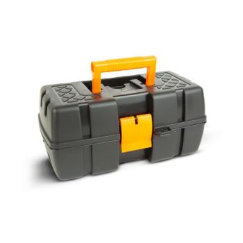 Kinyitható tálcás szerszámostáska - dupla tálcás - műanyag - 31 x 18 x 14 cm kép