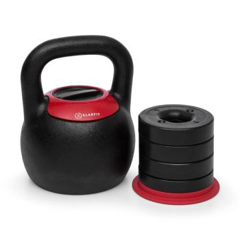 KLARFIT Adjustabell, állítható kettlebell, 8/10/12/14/16 kg, fekete/piros kép