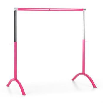 KLARFIT Bar Lerina hordozható balett rúd, 110x113 cm, állítható magasság, acél, rózsaszín kép
