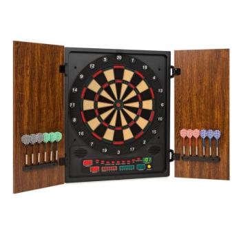 KLARFIT Dartmaster 180, barna, darts tábla, darts gép, soft tip, ajtó, ajtó kép