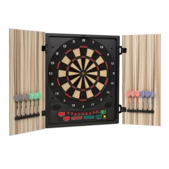 KLARFIT Dartmaster 180, bézs, darts tábla, dart gép, puha hegyű, ajtó kép