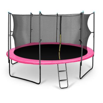 KLARFIT Rocketgirl 430, 430 cm trambulin, belső biztonsági háló, széles létra, rózsaszín kép