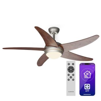 Klarstein Bolero 2 az 1-ben Smart, mennyezeti ventilátor, Ø 132 cm, fény 55 W, távirányító, vezérlés applikáción keresztül, 2 menetirány kép