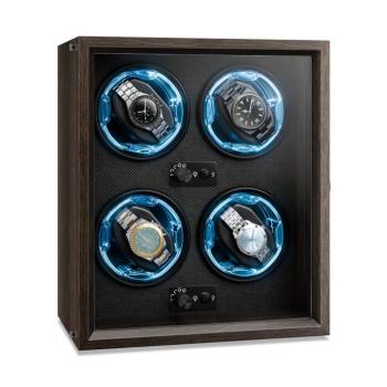 Klarstein Brienz 4, órafelhúzó, 4 óra, 4 üzemmód, fa megjelenés, kék belső világítás kép