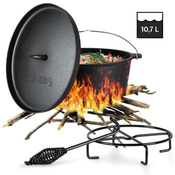 Klarstein Galloway, öntöttvas edény, 12.0 barbecue edény, öntöttvas, hőkezelt, XL/12 qt/10,7 l méret kép