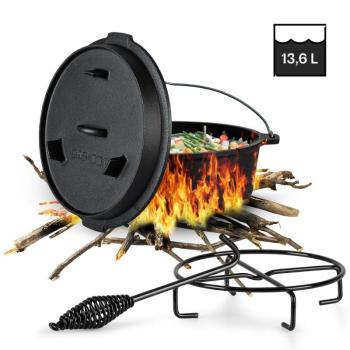 Klarstein Guernsey, prémium öntöttvas edény, 12.0 barbecue edény, öntöttvas, hőkezelt, XL/12 qt/13,6 l méret kép