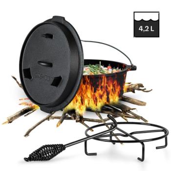 Klarstein Guernsey, prémium öntöttvas edény, 4.5 barbecue edény, öntöttvas, hőkezelt, S/4.5 qt/4,2 l méret kép