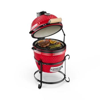 Klarstein kamado grillsütő, Princesize, kerámia, 11", füstölés, BBQ, lassú sütés, piros kép