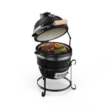 Klarstein Princesize, kamado grill, kerámia, 11", füstölés, BBQ, lassú sütés, fekete kép