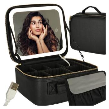 Kozmetikai szervező tükörrel fekete kép