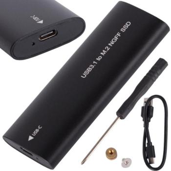 Külső USB 3.1-es M.2 SSD ház 2230-2280mm, fekete kép