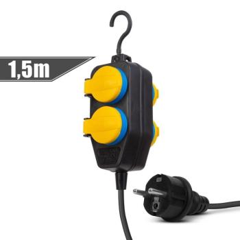 Kültéri elosztó fedéllel - 1,5 m - 4 x 230V - 3 x 1,5 mm2, gumi - IP44 kép