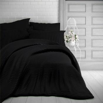 Kvalitex Stripe szatén ágynemű, fekete, 200 x 200 cm, 2 ks 70 x 90 cm kép