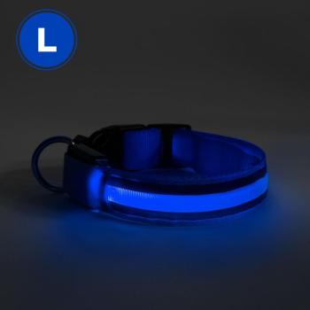LED-es nyakörv - akkumulátoros - L méret - kék kép